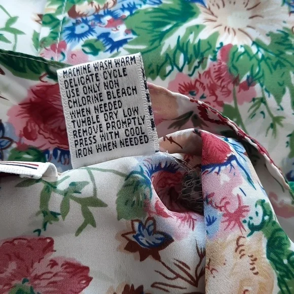 VINTAGE 80s Floral Blouse size XL Button Front Short Sleeve Grannycore - Picture 9 of 9